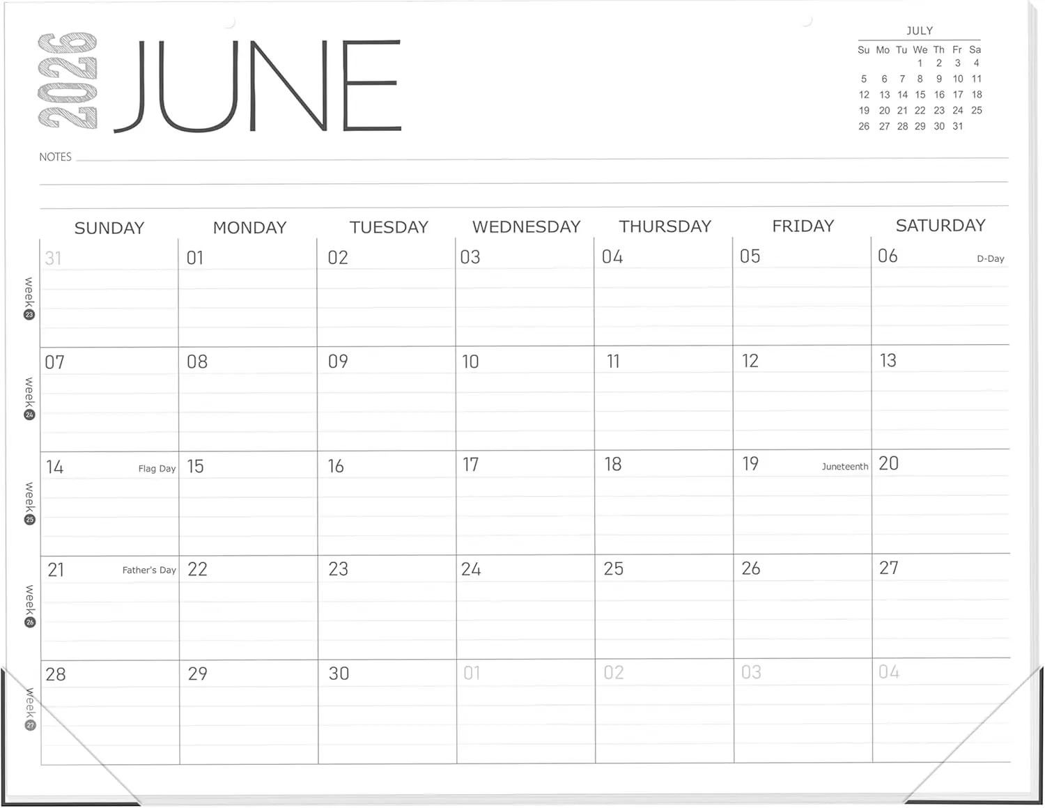 

2026 Desk Calendar 12-Month June to May 14x11 Thick Paper Planner for Office Home
