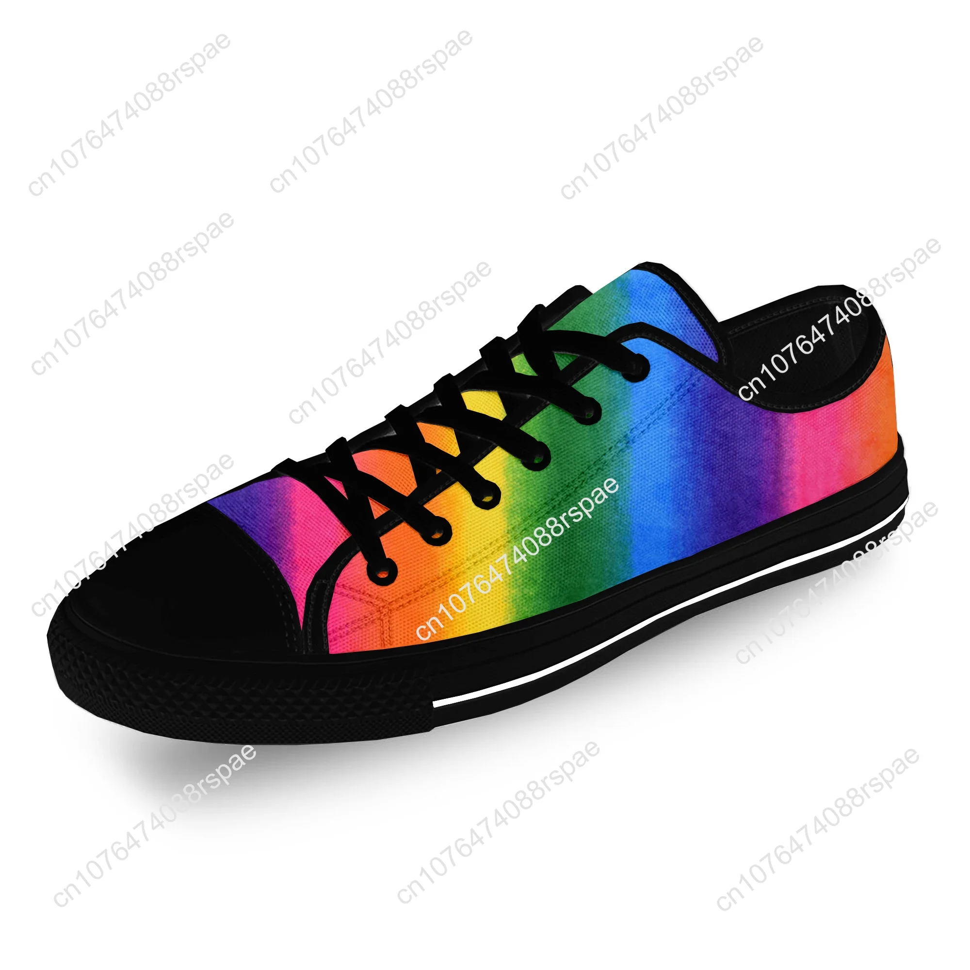 Regenbogen lgbt Homosexuell Stolz Flagge Lesben lässig Stoff Mode 3D-Druck Low-Top-Leinwand Schuhe Männer Frauen leichte atmungsaktive Turnschuhe