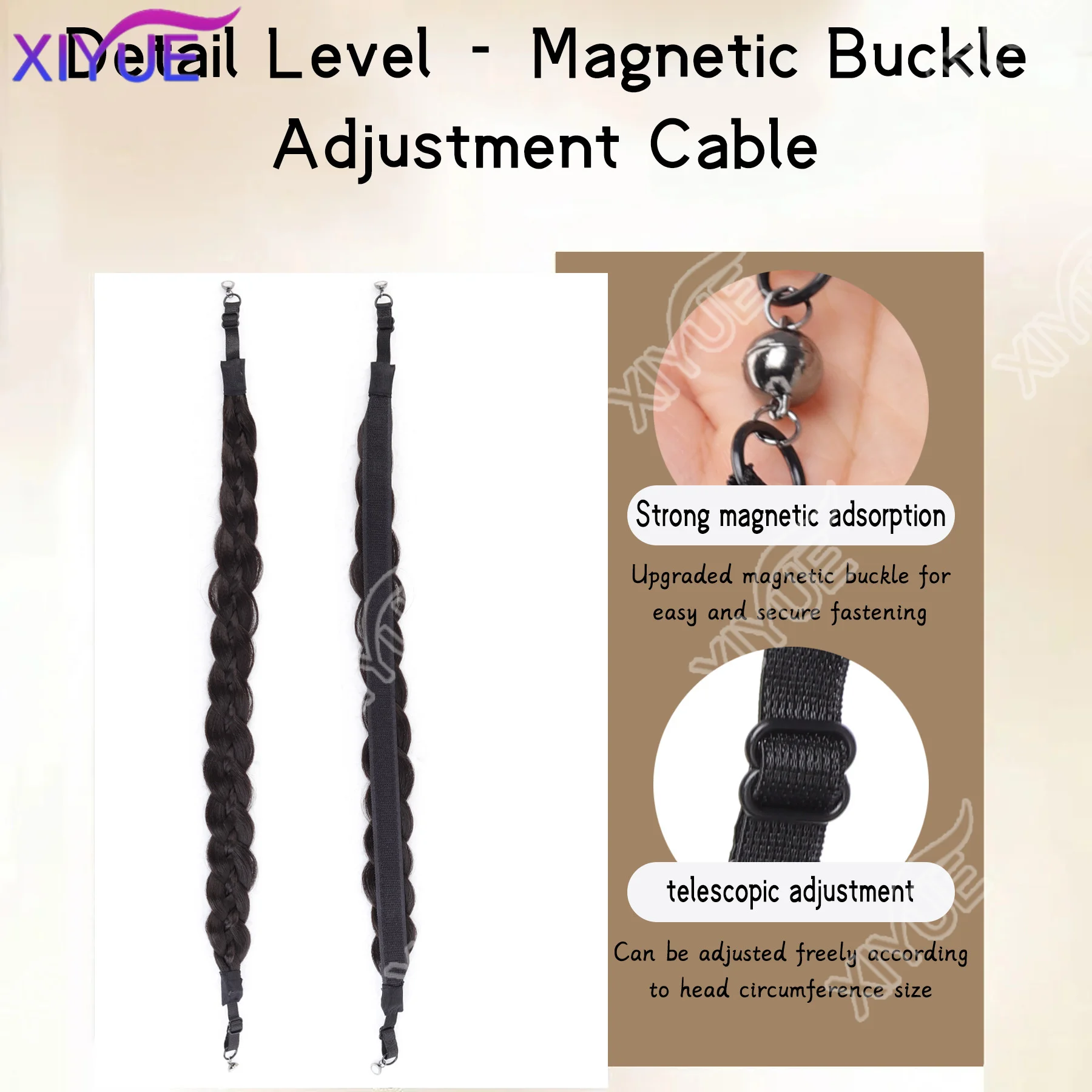 XIYUE Synthetic Premium Adjustable Handmade Braided Elastic Band Hair Fashion Braiding Hair Headband Headwear For Women