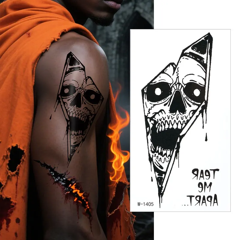 هالوين المؤقتة الوشم ملصق الظلام العنكبوت الهيكل العظمي العقرب مقاوم للماء الوشم ملصق للرجال النساء هيئة الفن الوشم وهمية