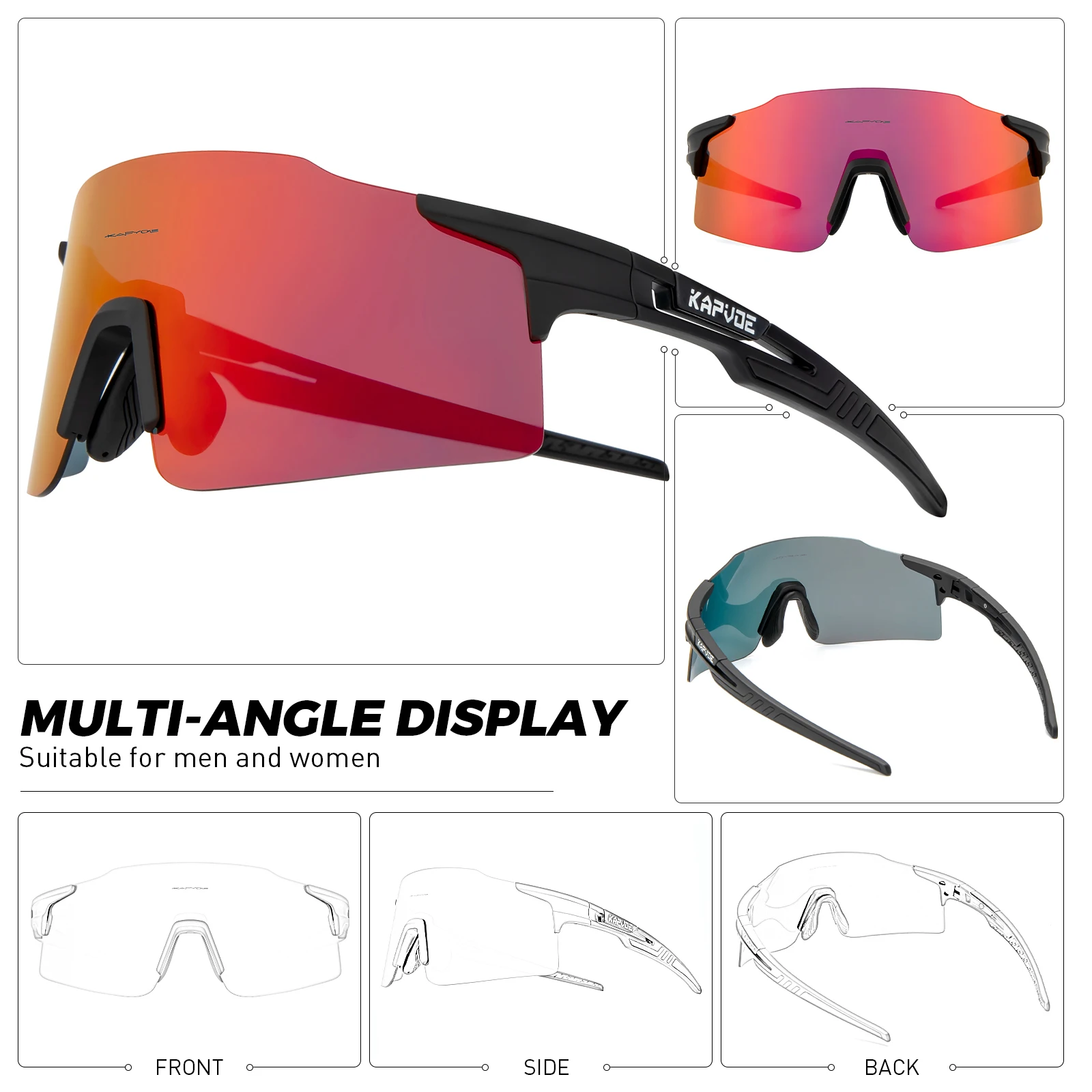 Kapvoe Sunglasses Cycling Glasses Road Cycling Goggles Outdoor UV400 Sports Protection MTB Road Mountain Bicycle Drive 4lens