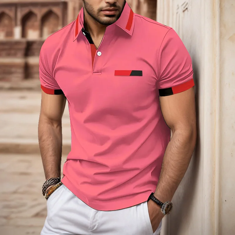 Polo de manga corta con bolsillo y cuello a rayas para hombre, Top informal con estampado Digital 3D personalizado, novedad de verano 2024