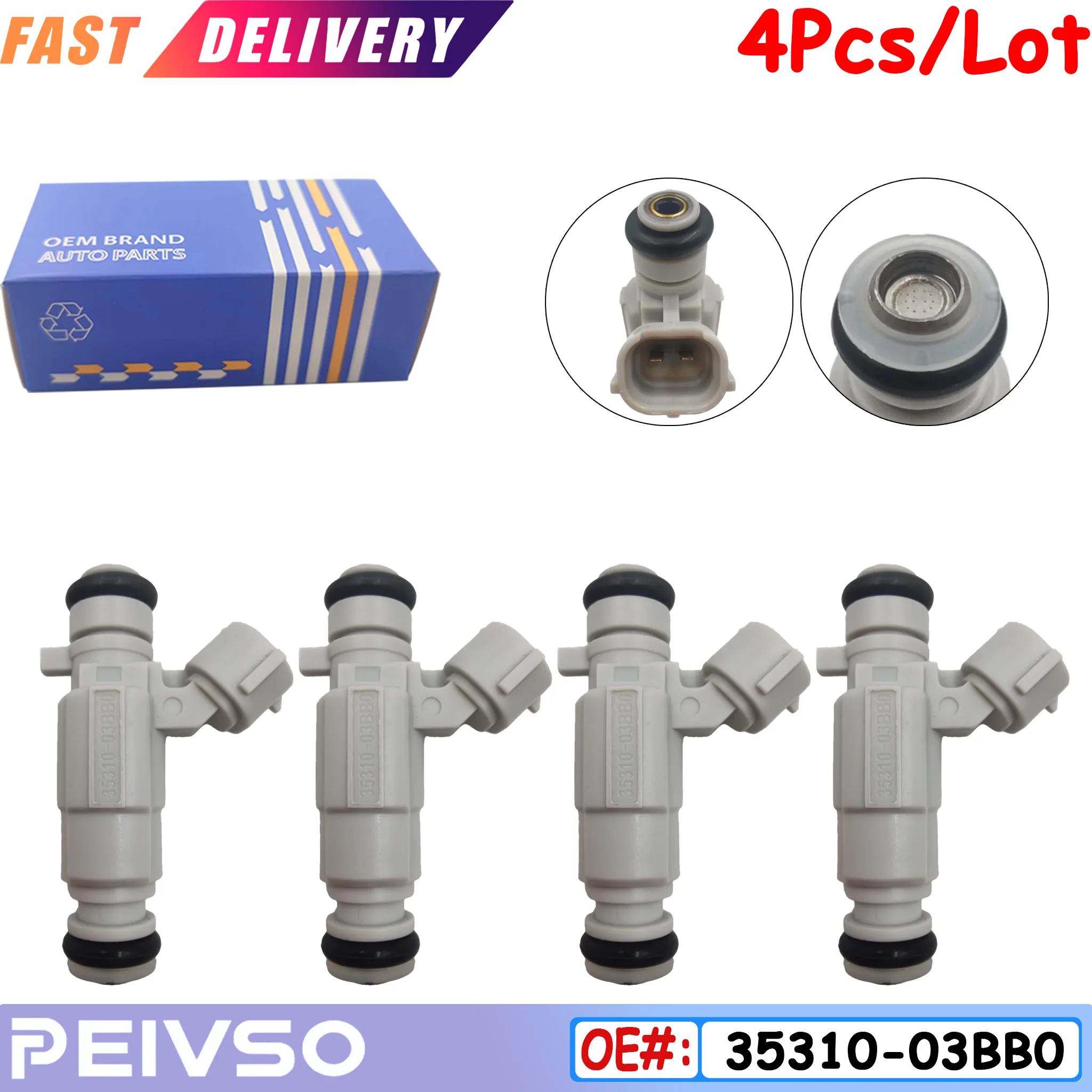 PEIVSO 35310-03BB0 3531003BB0 Fuel Injectors Nozzle For Hyundai I10 Kia Picanto 1.0 1.2 4pcs/lot