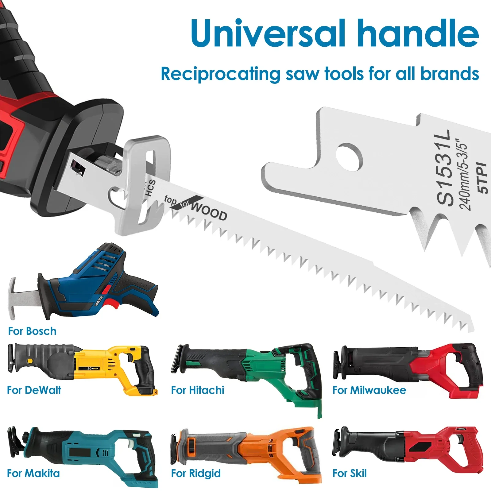 12Pcs Reciprocating Saw Blade 6/9In 6/5TPI Pruning Saw Blade Sharp Saw Blade Woodworking Tool for Cutting Wood Plywood Board