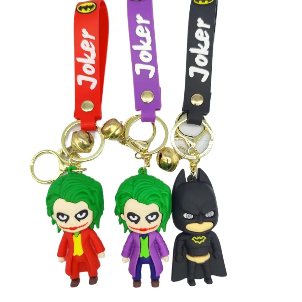 Niedlicher Cartoon-Schlüsselanhänger, Anime, Marvel, Batman, Joker, Bild, Puppe, Schlüsselanhänger, Anhänger, Ornamente, Schmuck, Geschenke für Freunde