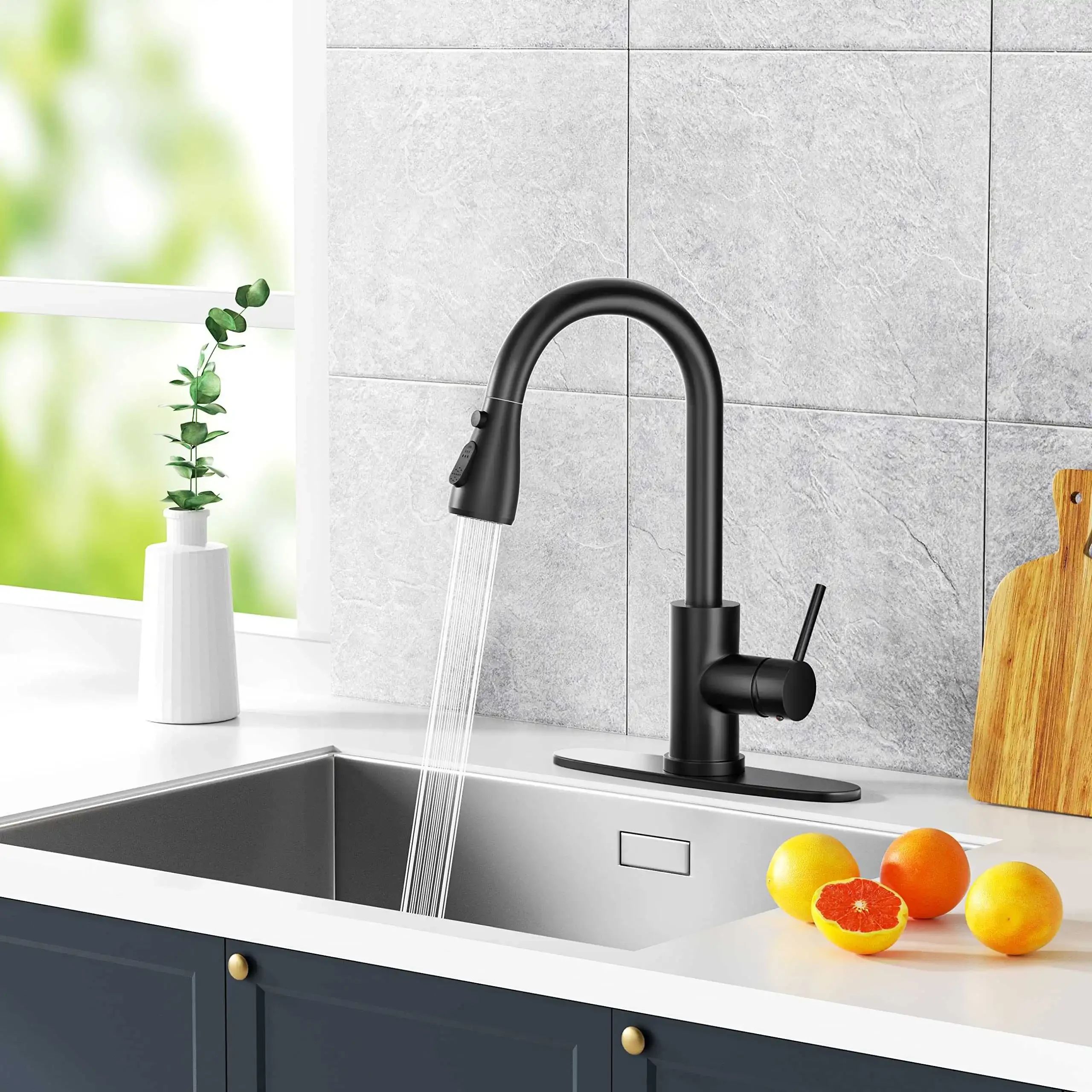 304 stainless steel modern pull out kitchen faucet