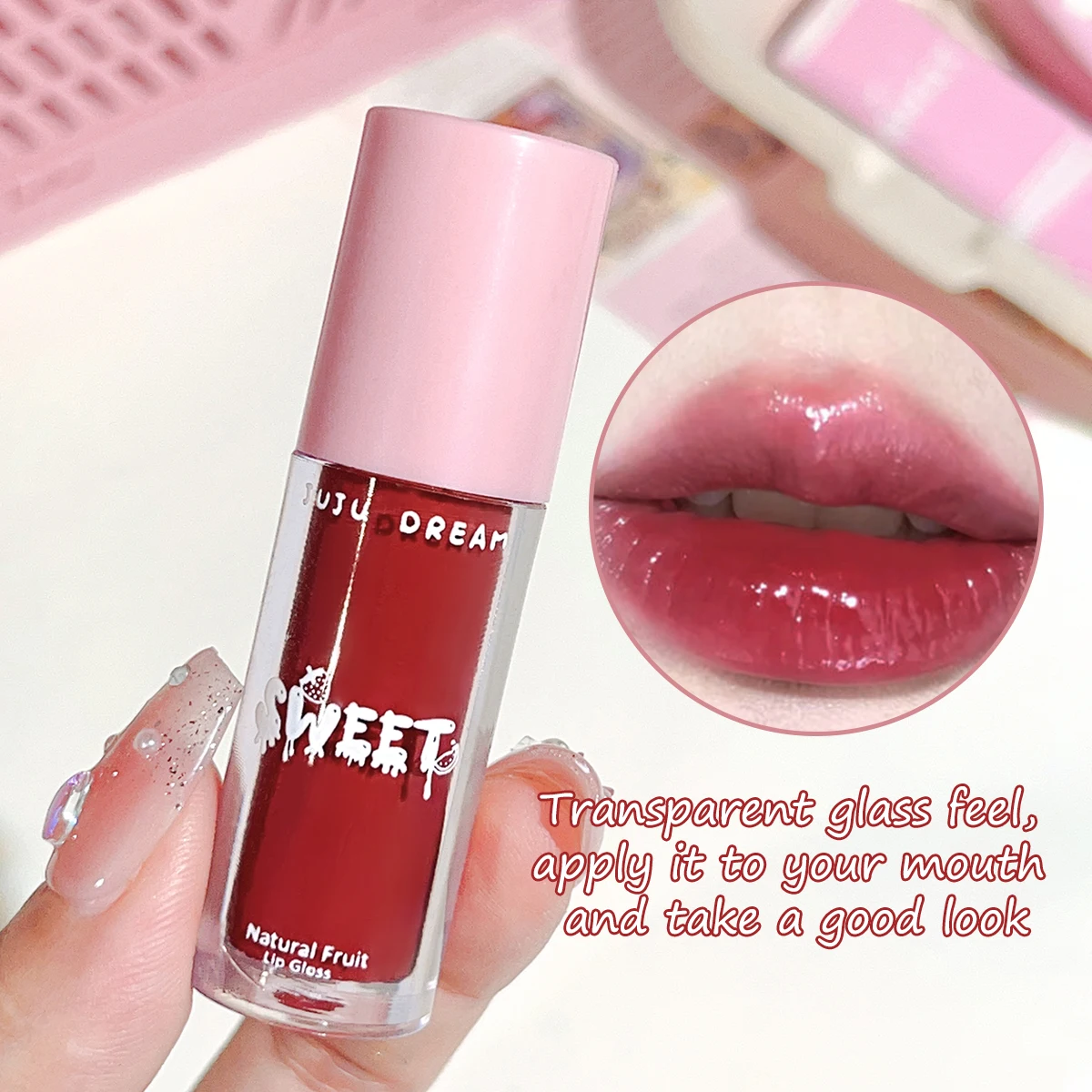 Błyszczyk do ust Nude Mirror, nawilżający, wodoodporny, trwały, nie przywiera do kubka, rozjaśnia odcień skóry