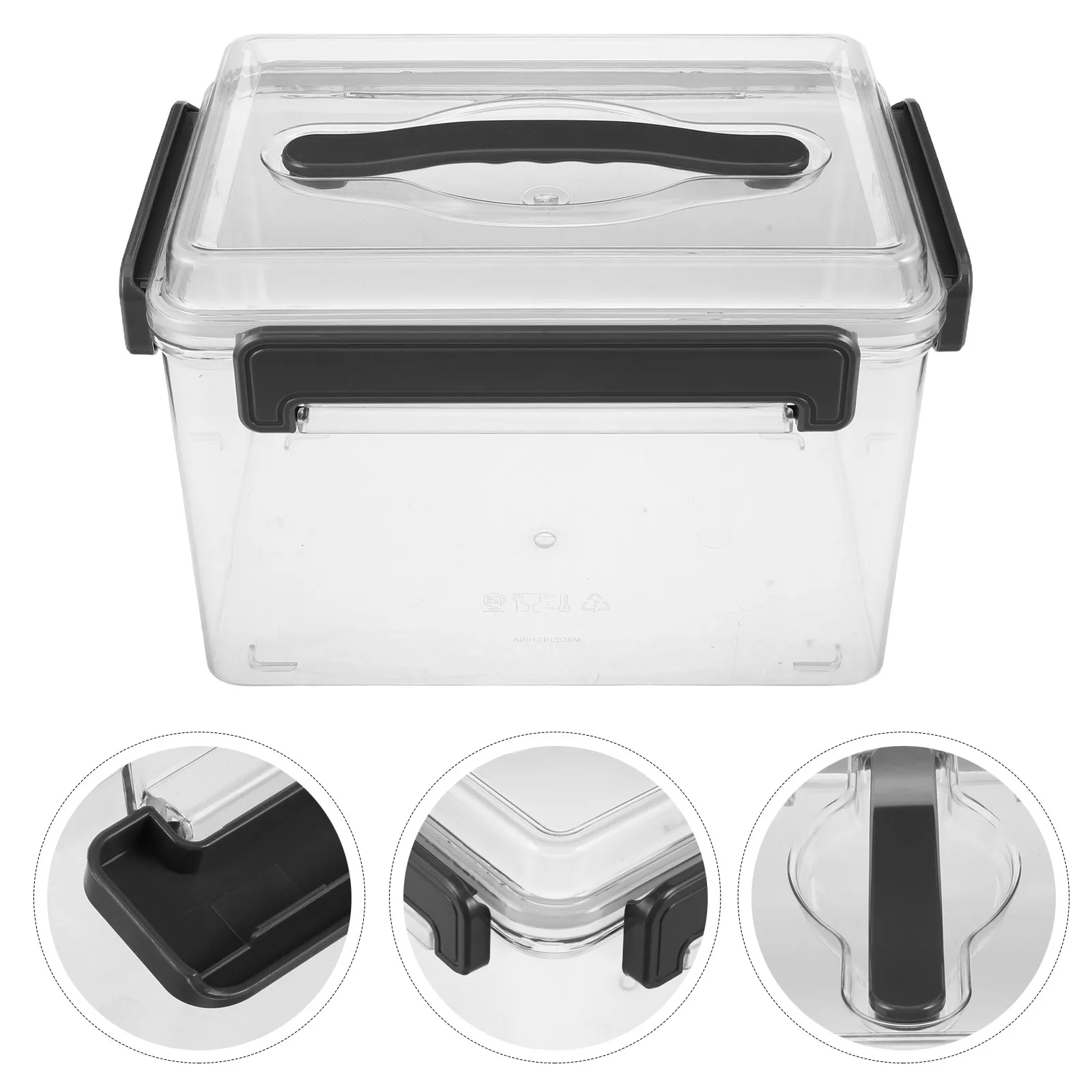Transparent Plastic Camera Lens Storage Box Lid Handle 11.4x7.5x6.9 Inch High Density Cushioned Camera Gear Organizer