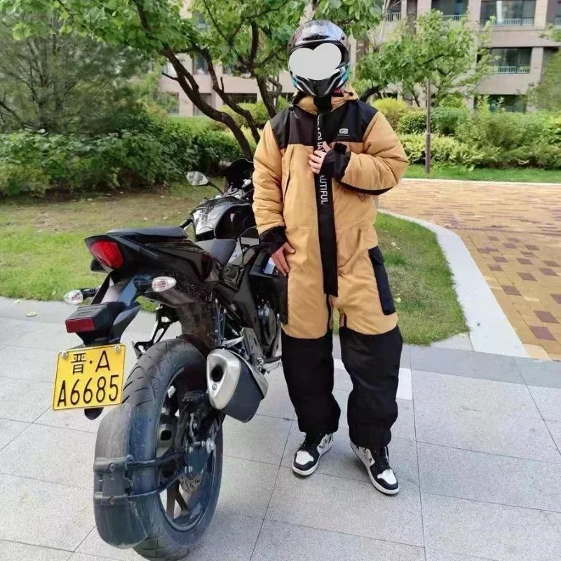 NEW Electric Motorcycle Windproof Plus Velvet Thickened Double-sided Waterproof Snowmobile Jacket Winter Warm Suit for Men Women