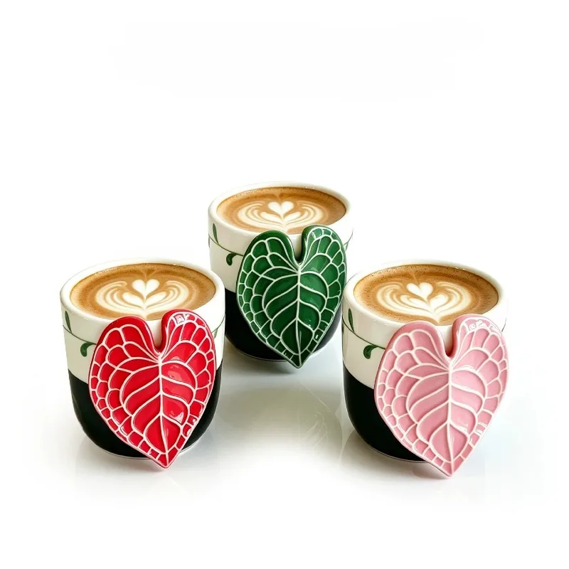 Nordic 3D Leaf Ceramic Mug Modern Art Leaf Latte and Tea Cup Exquisite Couple Tea Cup Office Mug Birthday Gift Table Decoration