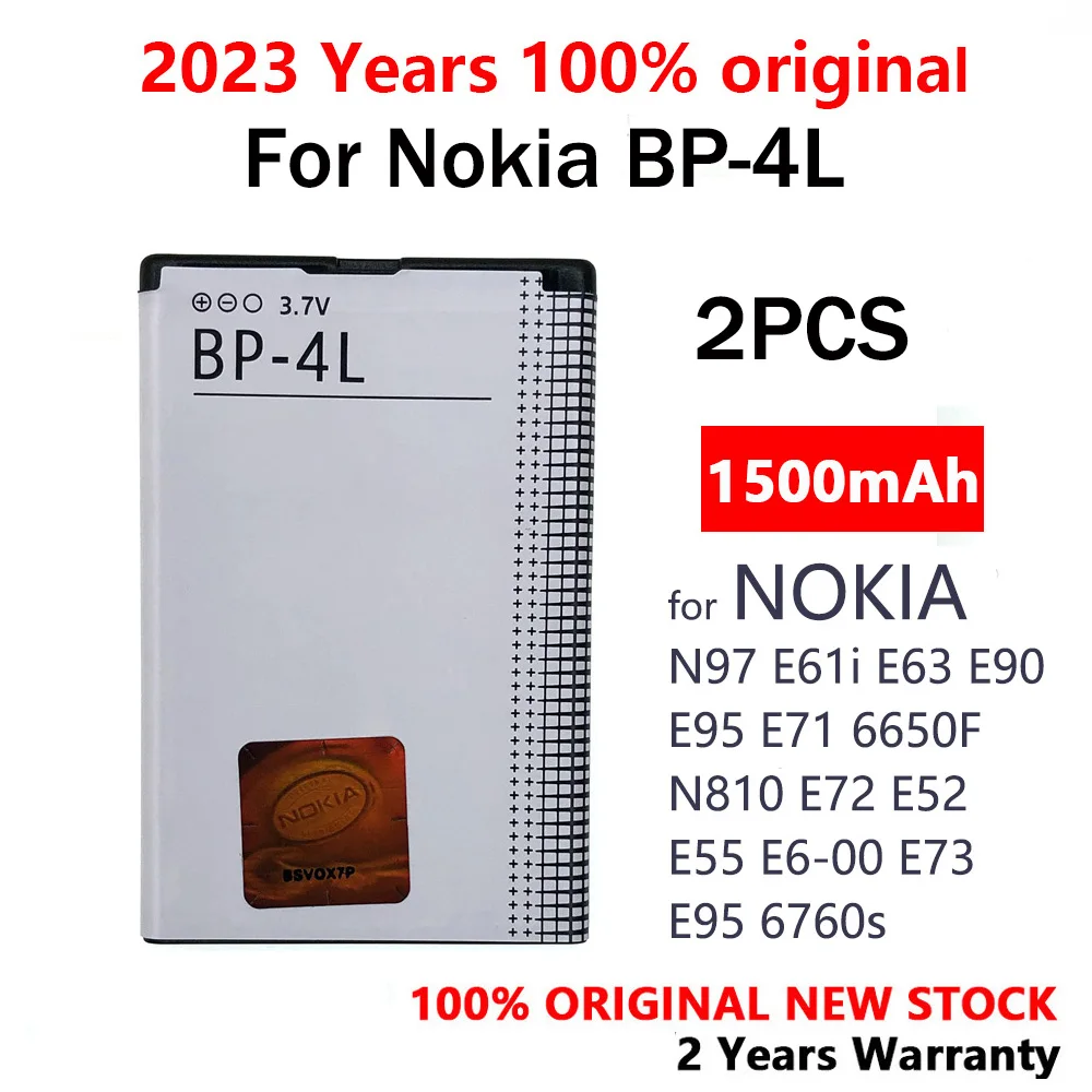 

1PCS 2PCS Original 1500mAh BP-4L BP4L BP 4L New Phone Battery For Nokia E61i E63 E90 N810 E72 E52 E71 6650F Batteries