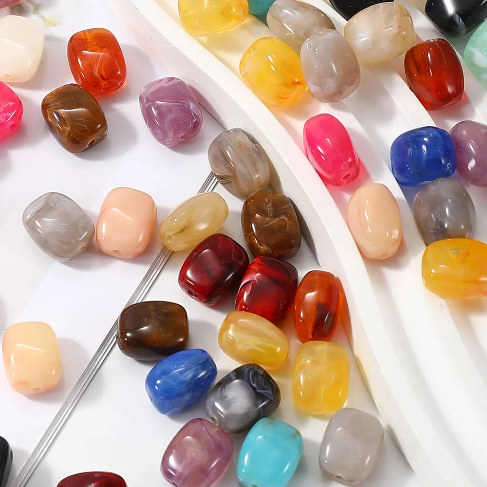 30 Stück 13x10mm bunte Acrylperlen mit Farbverlauf, gemischte glatte marmorierte lose Abstandsperlen für DIY-Armbänder, Halsketten und Schmuckzubehör – Detail 2