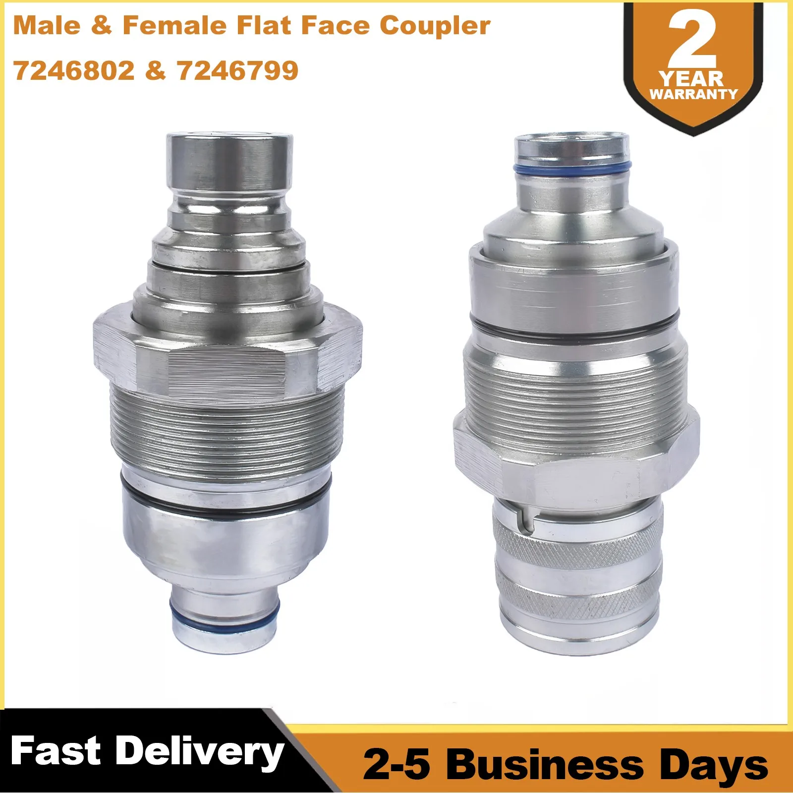 AP01 For John Deere Bobcat S160 T180 T200 T250 Male & Female Flat Face Coupler Kit