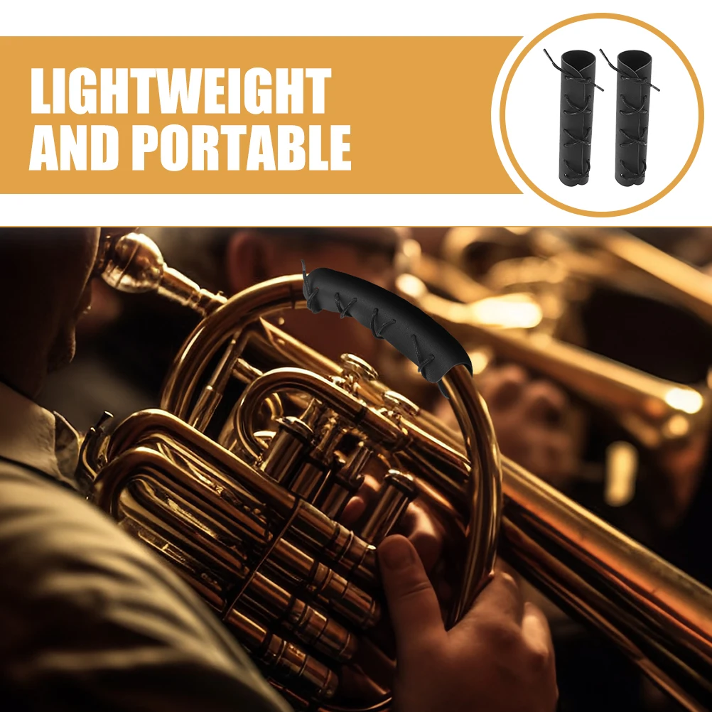 

2Pcs French Horn Handle Guard Lightweight Portable Protection Anti Scratch Dirt Cover PU Case For Musical Instruments