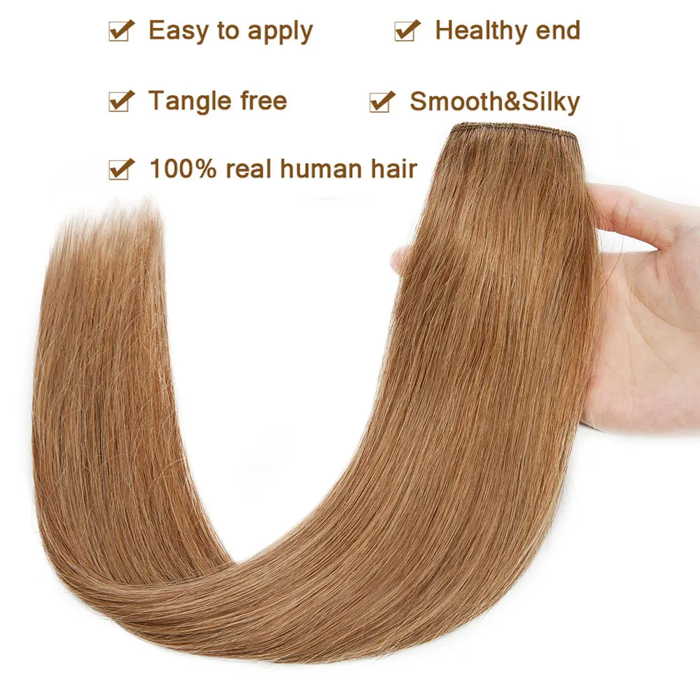 Extensiones de cabello humano 100% Real para mujer, postizo liso Natural con Clip de una pieza, 10-24 pulgadas