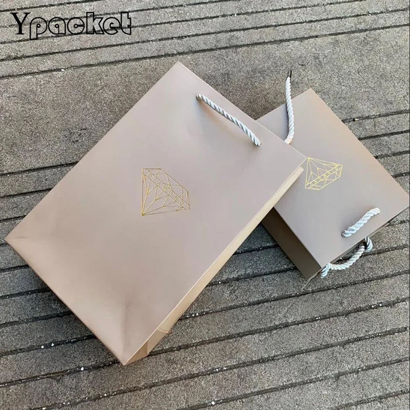 

Fashion Thick Up The New Gold Diamond Jewelry Paper Bag Wedding Birthday Decoration Event Party Supplies Gift Handle Bag 30Pcs