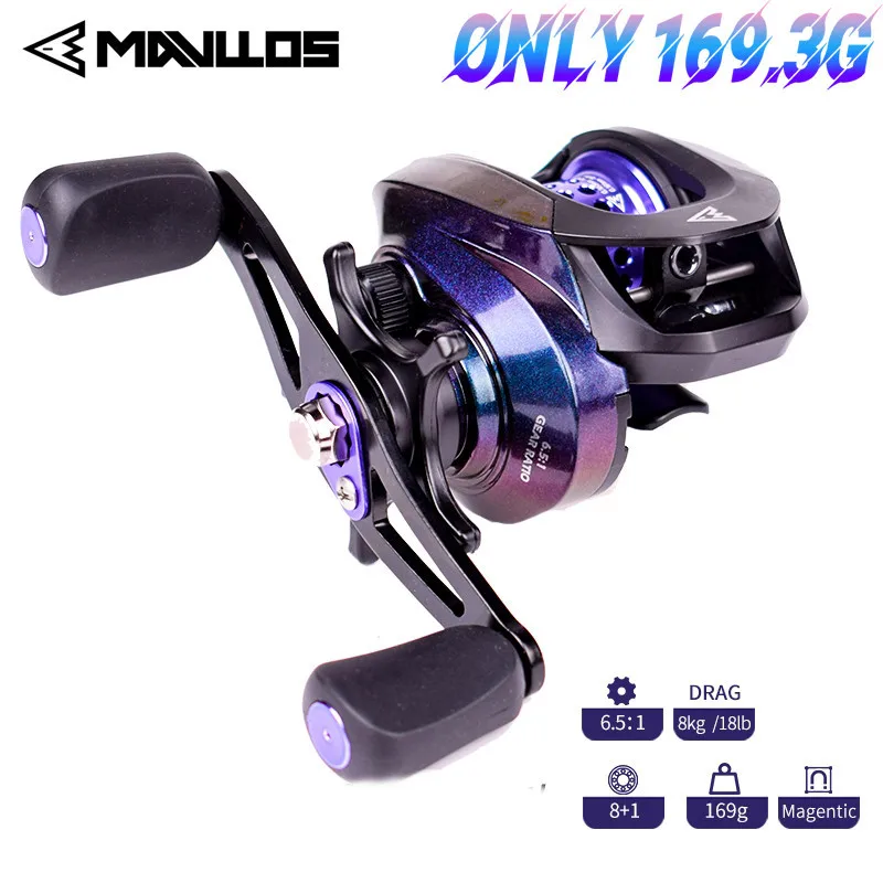 Mavllos GBC200S Ultralight Baitcasting Reel, 169g Aluminum Shallow Spool Drag 8kg BFS Casting Reel,Carp Fishing Caster Reel