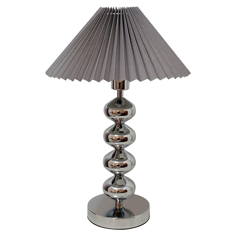 

gourd table lamp retro bedroom bedside table pleated lampshade decorative lamp