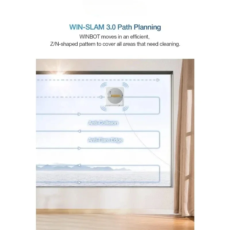 Winbot W1 Pro Window Cleaning Robot, Intelligent Cleaning with Dual Cross Water Spray Technology, Win SLAM 3.0 Path Planning