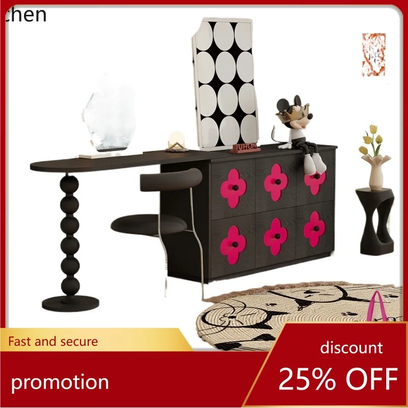 

HT chest retractable integrated bedroom dresser bedside cabinet makeup table