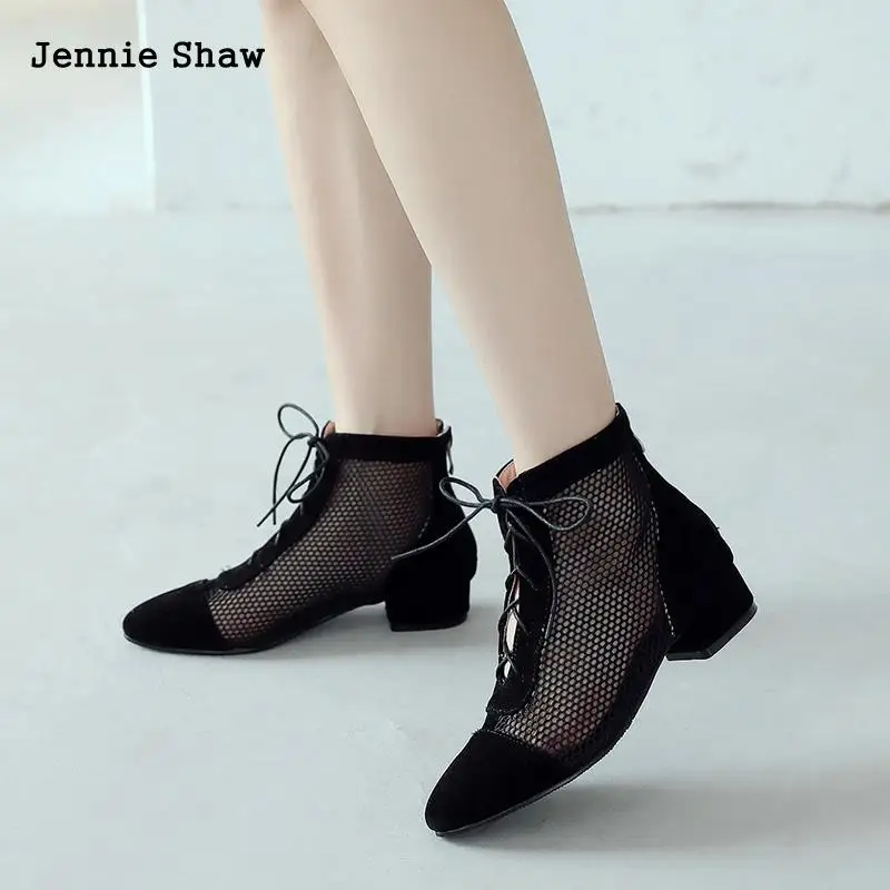 Short Shoes Low Heel Cool Boots Breathless Hollowed Out Women Summer Boots Ankle High