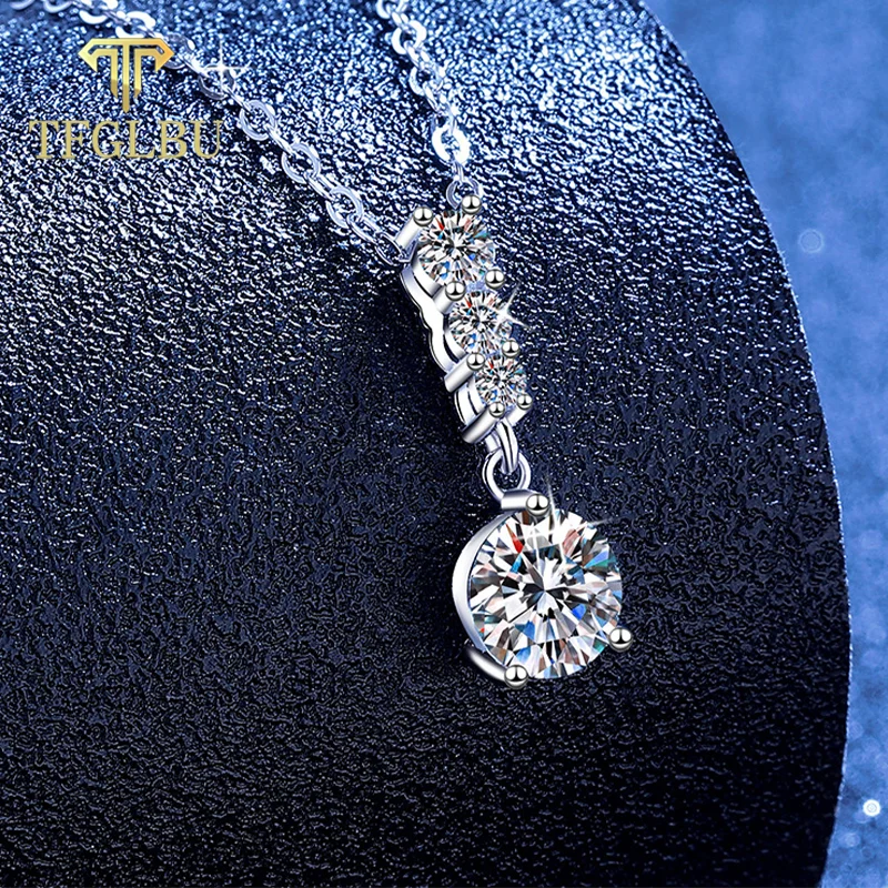 

TFGLBU D Color Moissanite Woman Pendant Sier Necklace For Women Chains Party Bridal Fine Jewelry 925sterling Silver Necklace