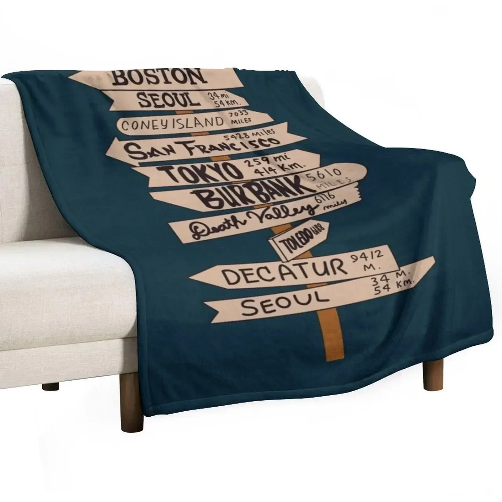 Mash Location Signpost25 Throw Blanket Luxury Brand Soft Plaid Soft Big Fashion Sofas Blankets