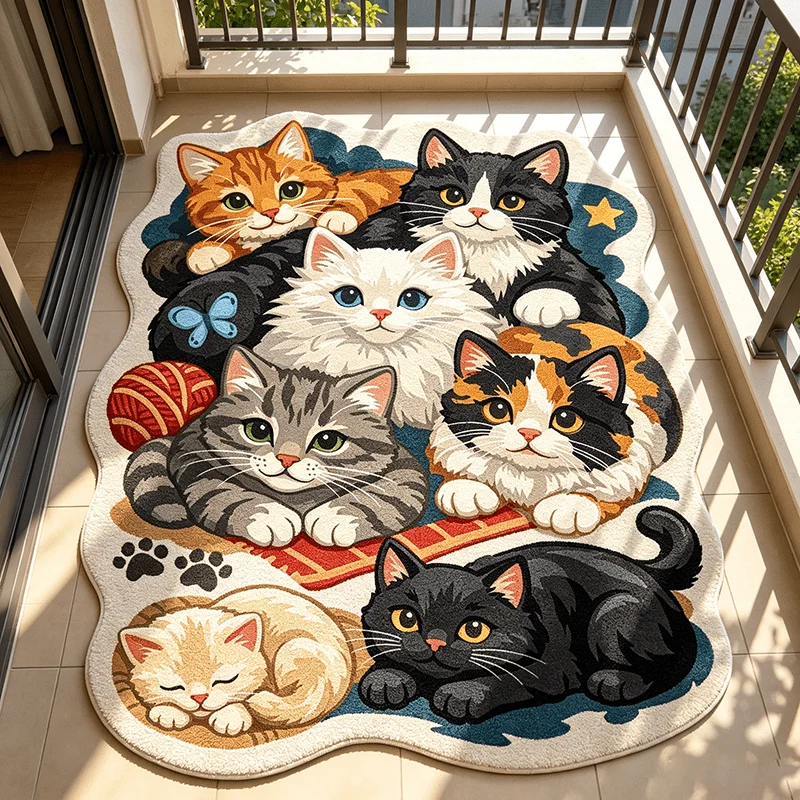 Fun Cute Cats Print Rug Home D - Home Decor Korea recension och pris