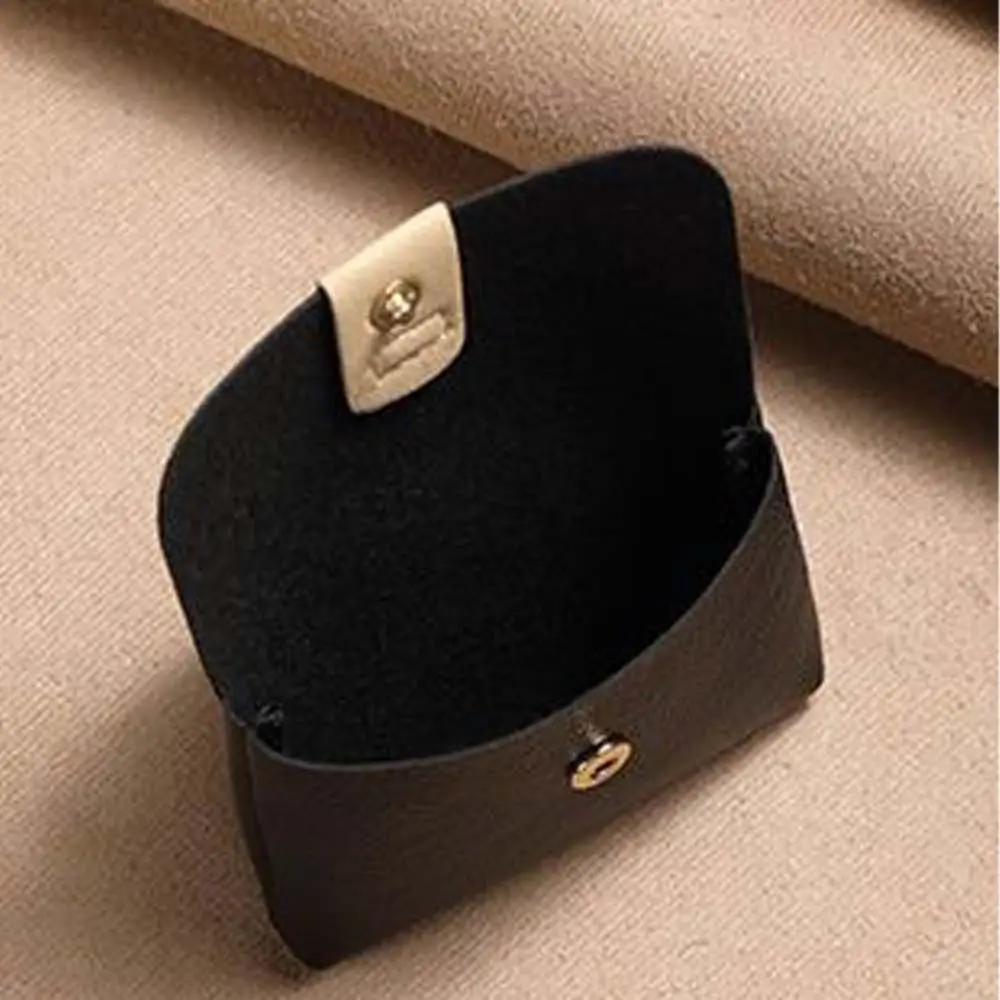 Waterproof Short Coin Purse Solid Color Large Capacity Small Leather Wallet Earphone Bag Storage Bag ID Credit Card Holder