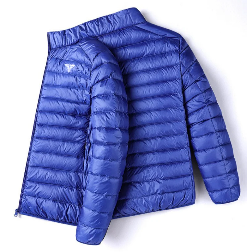 New men's winter fashion light down cotton long sleeve youth large size standing collar cotton coat solid color