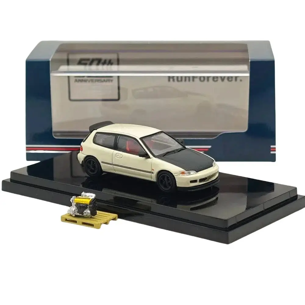 Hobby HJ64 1/64 para (EG6) versión personalizada estilo JDM con modelo de pantalla de motor blanco HJ642017AW colección de coches de juguete fundido a presión