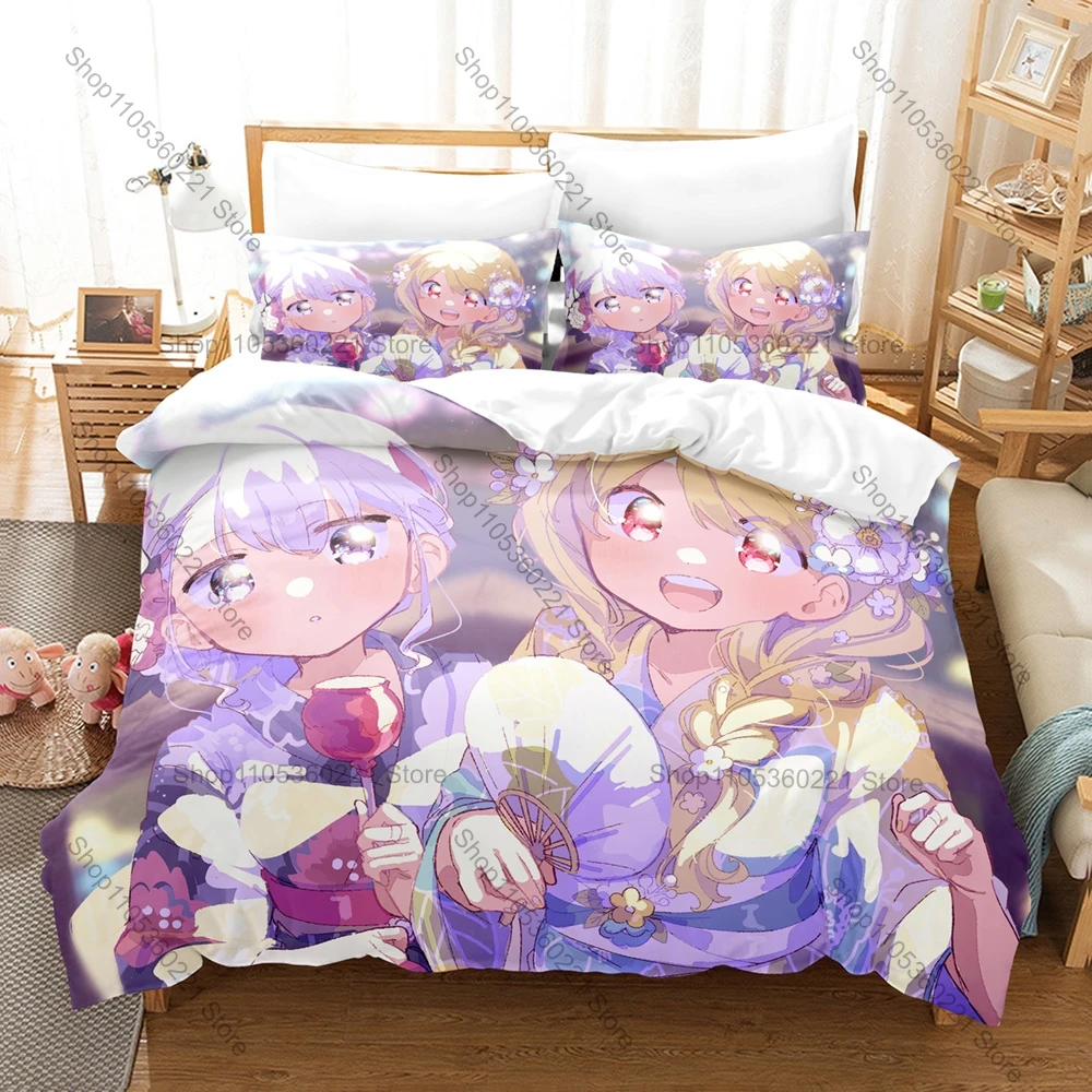 

Popular Anime Madoka Magica Duvet Cover + 2 Pillowcases, Cute Character Design Bedding Set All Season Use for Otaku