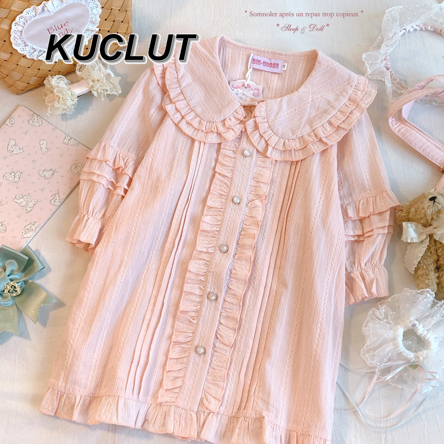 

Fashion Cotton Retro Pink Ruffled Lace Inner Shirt Solid Color Fashion Short Sleeve Tops for Women Sweet Camisas De Mujer