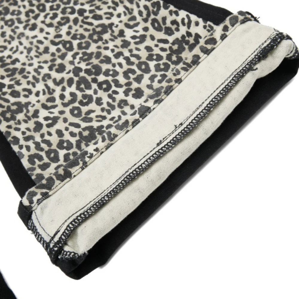 MWJLPWQ Retro Leopard Print Flared Jeans Men's Design American Style Loose Fit Casual Unique Niche Denim Wide-Leg Trousers 15330
