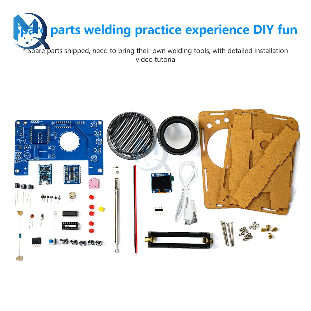 OLED Display Radio Assembly Kit Rechargeable FM Circuit Board Production Welding Electronic DIY Parts