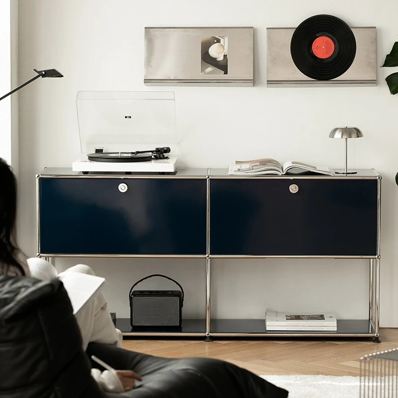 Bedside TV cabinet ins wind module combination iron bucket stainless steel dining side cabinet