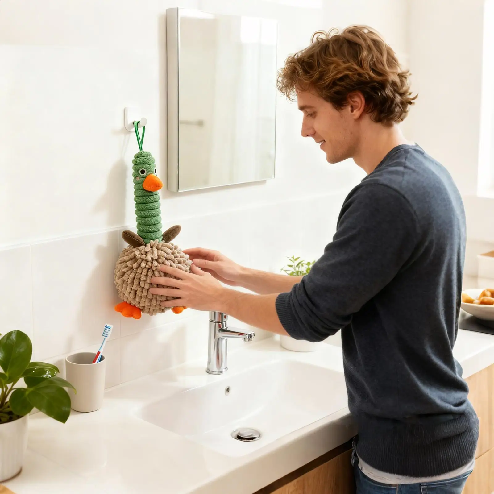 مناشف اليد الزخرفية للحمام لطيف بطة شكل القماش امتصاص الماء بطة مناشف اليد للمطبخ النوم سبا صالون المنزل #4