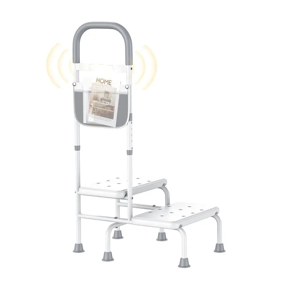 

Step Stool with Handle for Elderly Heavy Duty Bed Steps for High Beds for Adults Two Step Stools for Seniors with Adjustable Han