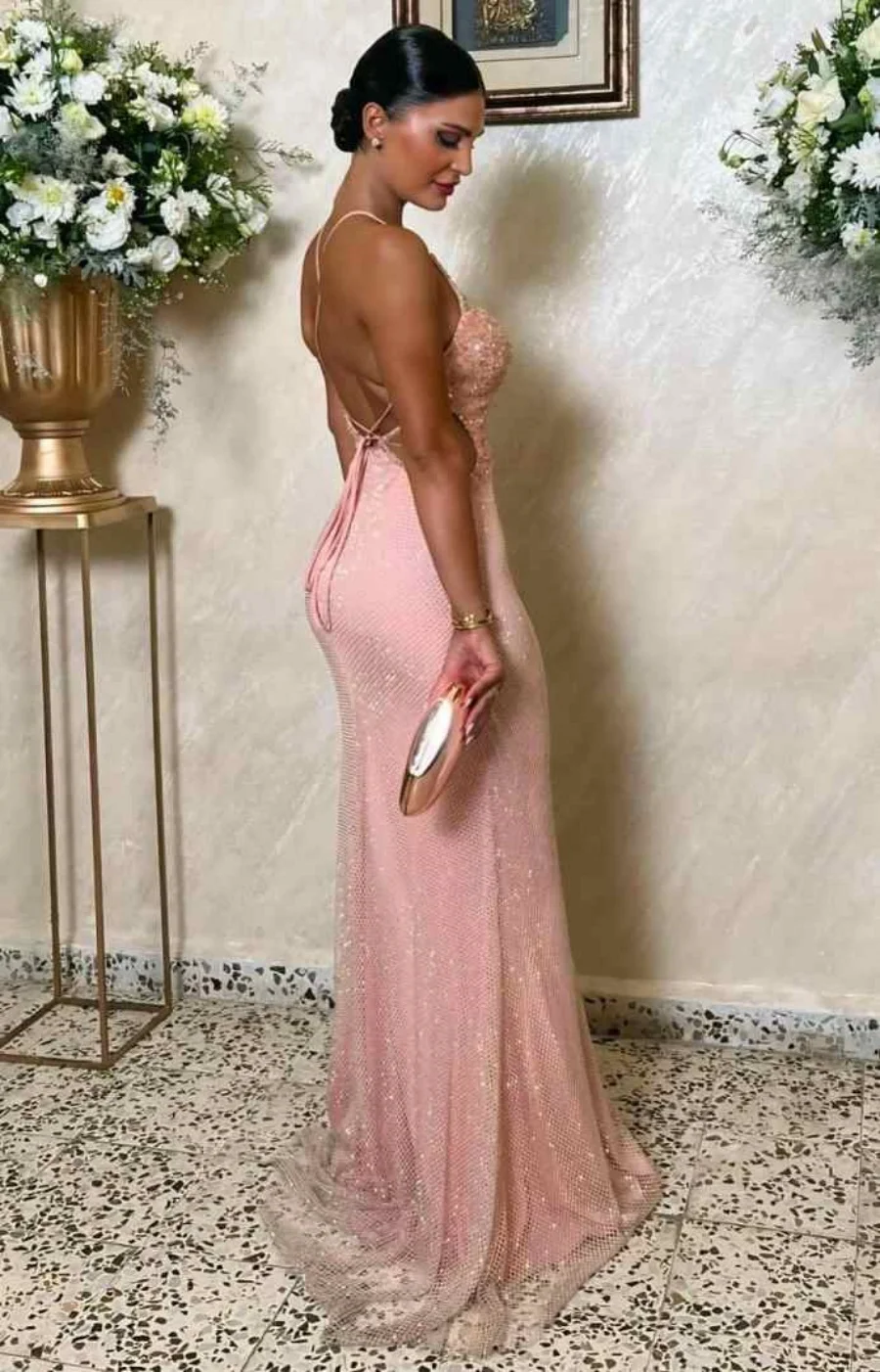 Elegant Long Evening Dresses Customizd For Black Girls Sequined High Split Birthday Party Prom Gowns Banquet Dress Robe