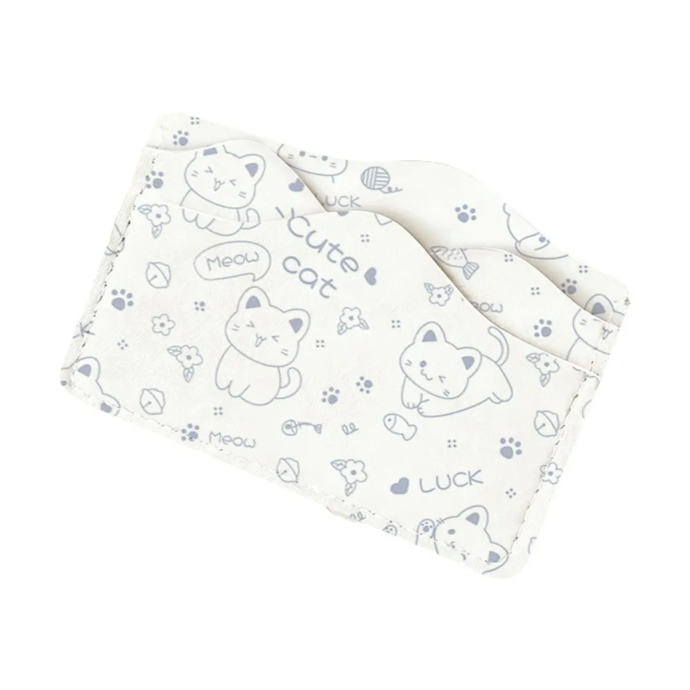 Cute Cat Credit Card Holder Slim Wallet PVC Pocket Card Case Lightweight Water-resistant Business Card Holder for Women Girls