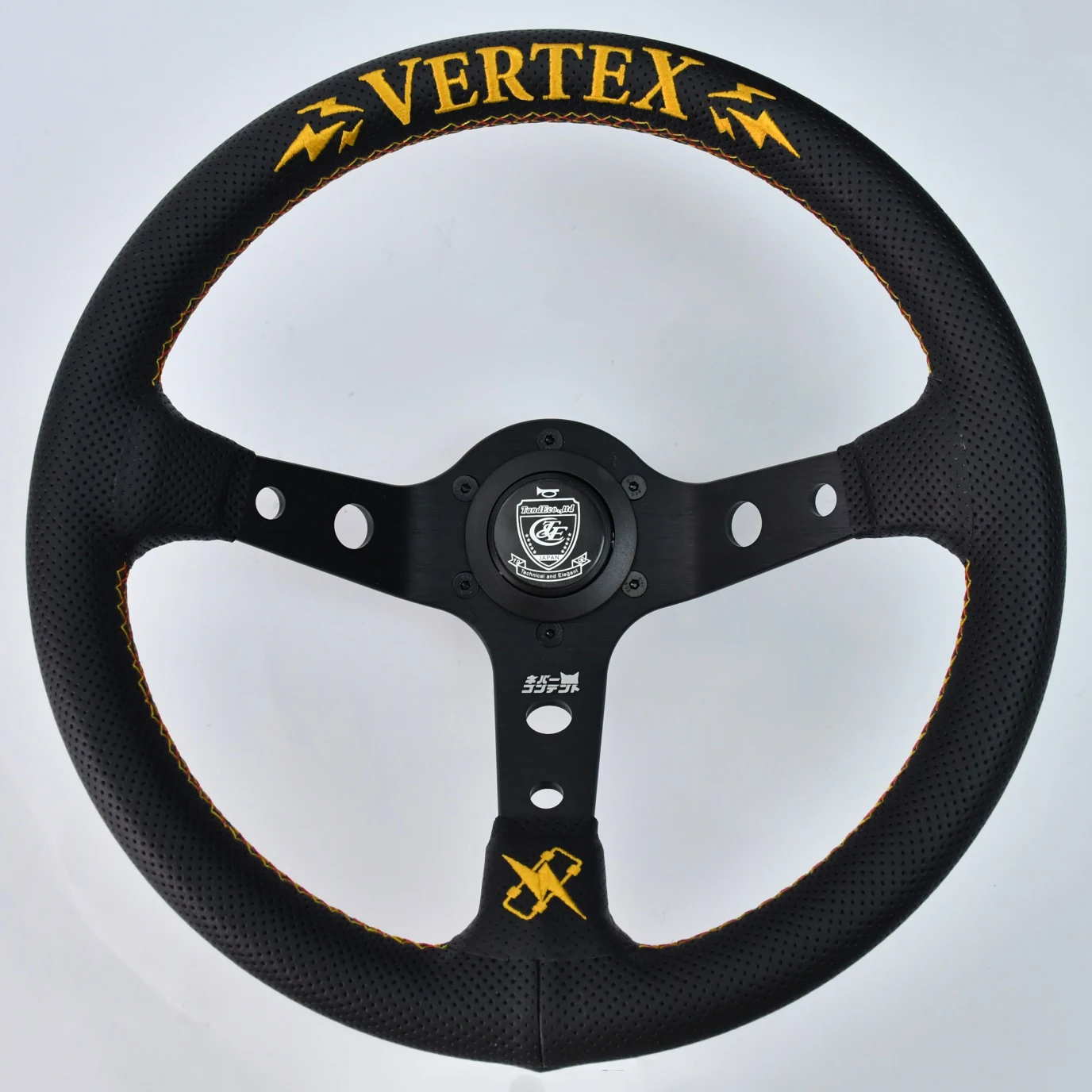 High quality deep bracket black steering wheel embroidery 330mm universal steering wheel