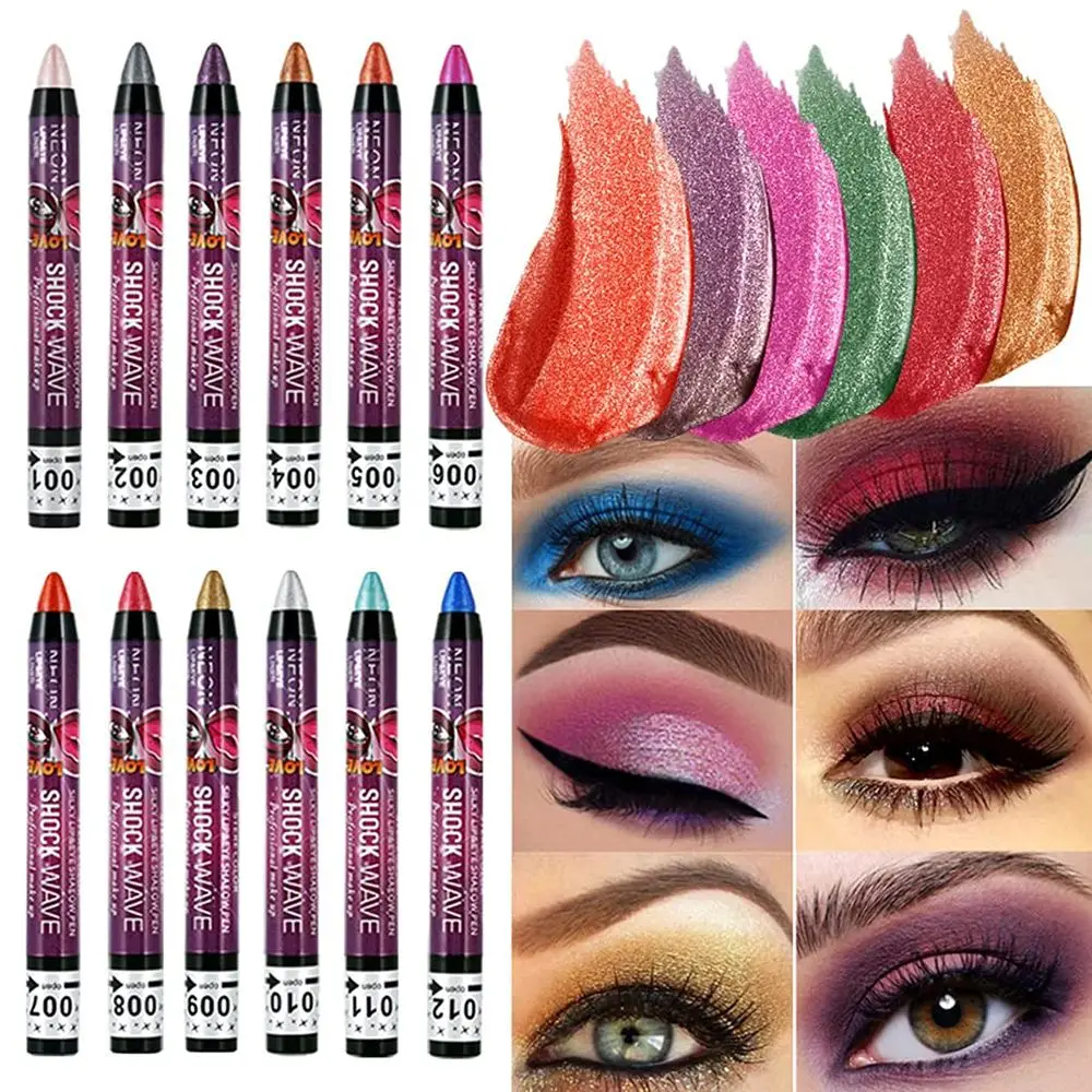 Eyeshadow Colored Gradient Shimmer Eyeshadow Stick Pencil Waterproof Lip Pen 2 In 1