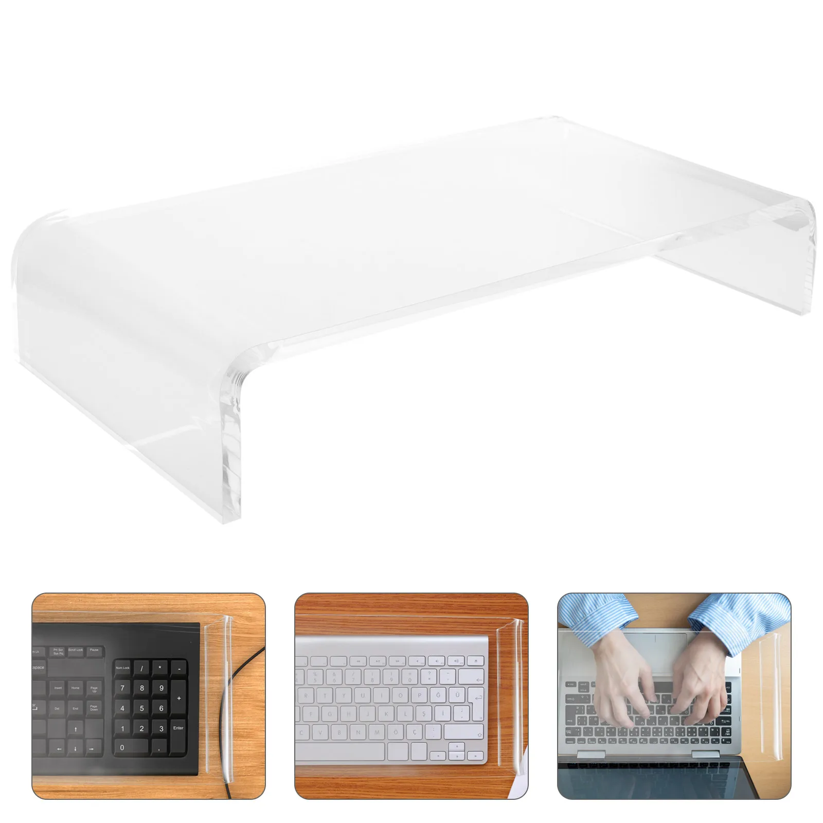 

Acrylic Keyboard Cover Elevation Rack Protective Case for Keyboard Mouse Monitor Stand Heightening Storage Organizer Transparent
