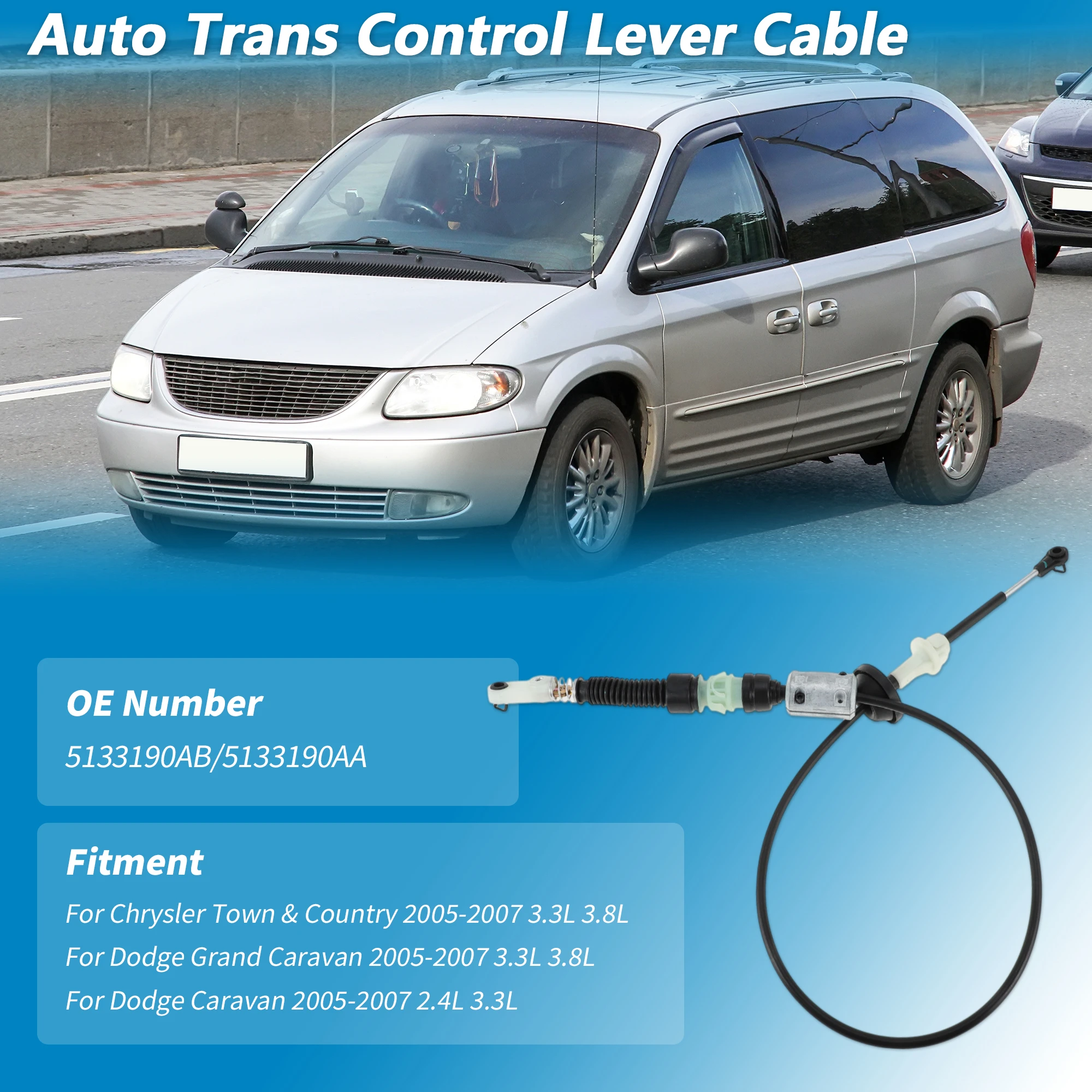 UXCELL No.5133190AB Auto Trans Gear Shifter Cable for Chrysler Town & Country 2005-2007