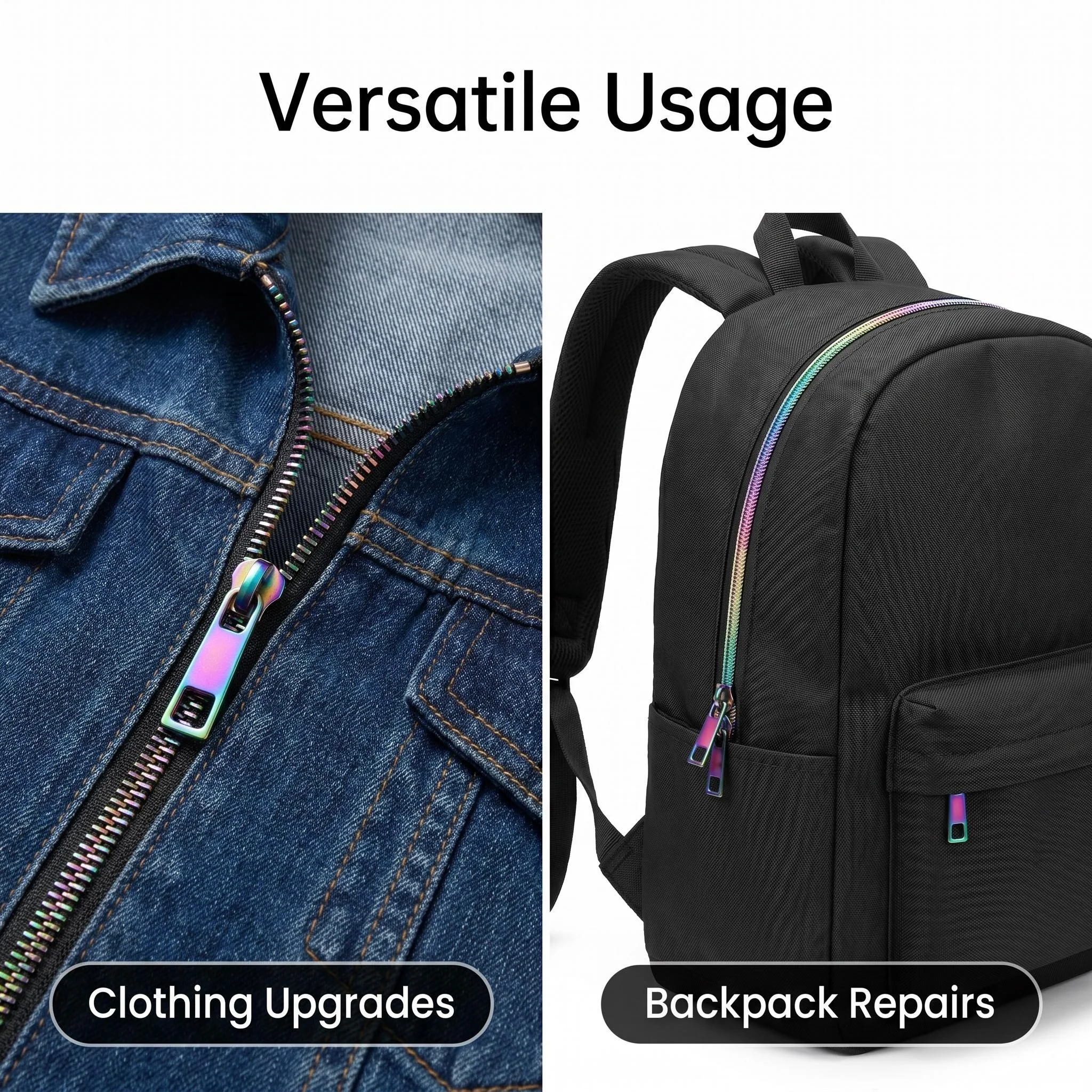 5 Yards Reißverschluss + 10 Reißverschlussenden, 5 # Gurtband-Reißverschluss, Gestreiftes Gurtband, in Verschiedenen Farben Erhältlich, Geeignet für Taschen und DIY-Projekte – Detail 5