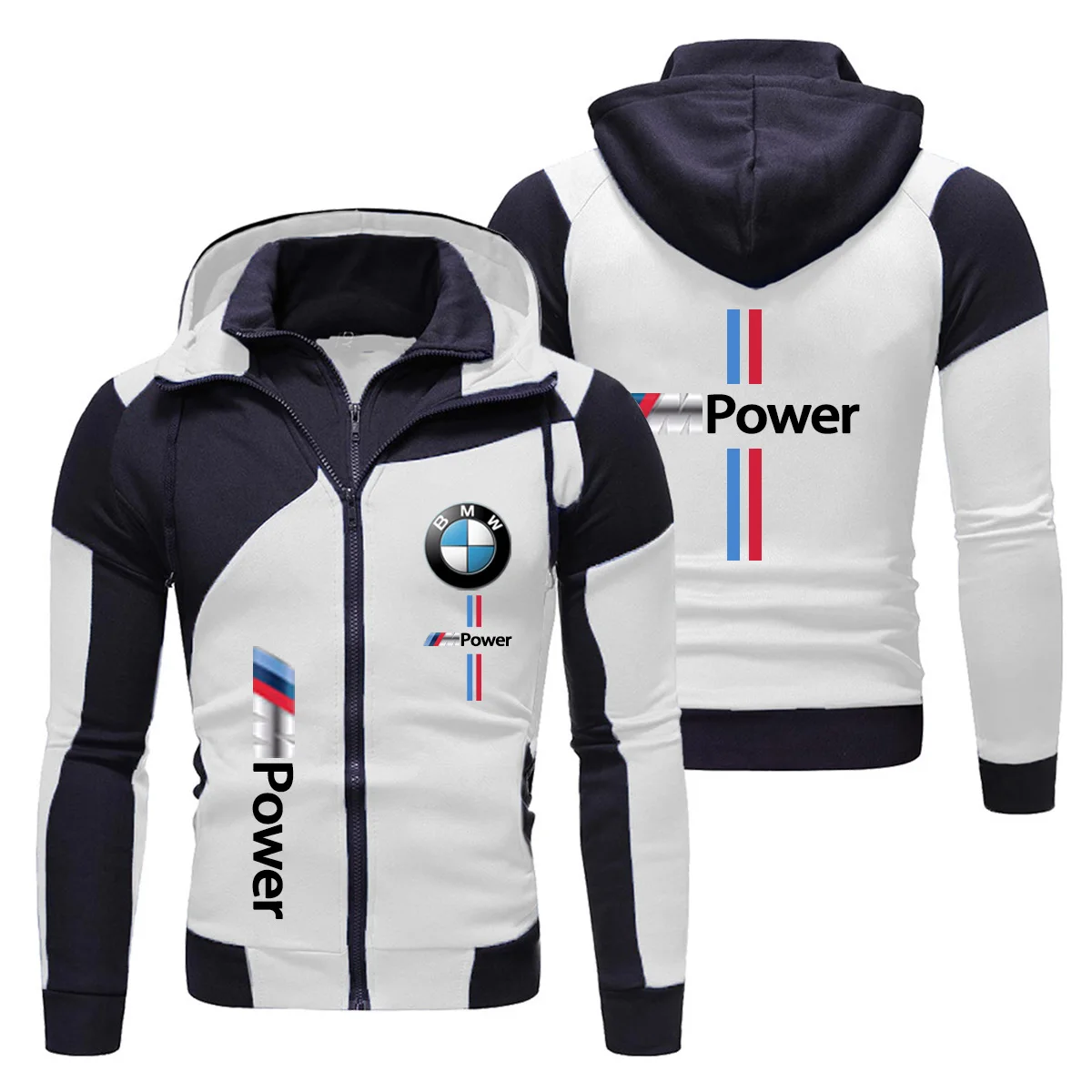 Motorcycle Jacket BMW Logo Printed Autumn Men's Double Zip Dress Jacket Cotton Sweatshirt Hoodie BMW Logo Men's Wool Tracksuit