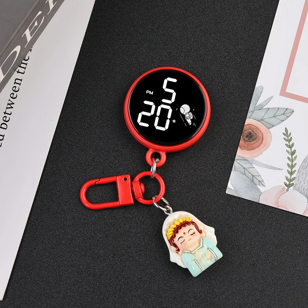 Chibi Guan Yu Lanyard Watch, Creative Chinese Style Cartoon Accessory Watch, Portable Keychain Wristwatch, Trendy and Personaliz