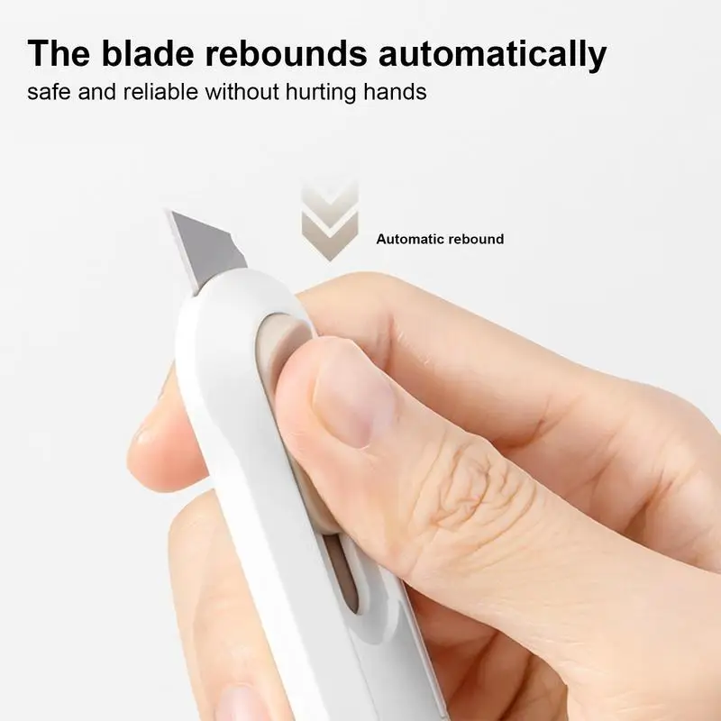 Mini Portable Auto-Retract Box Cutter Pocket Knife Utility Knives Express Open Envelope Package Tool Stationery Office Supplies