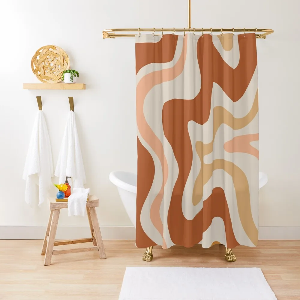 

Liquid Swirl Retro Modern Abstract in Earth Tones Shower Curtain Shower Bath Bathroom Box Curtain