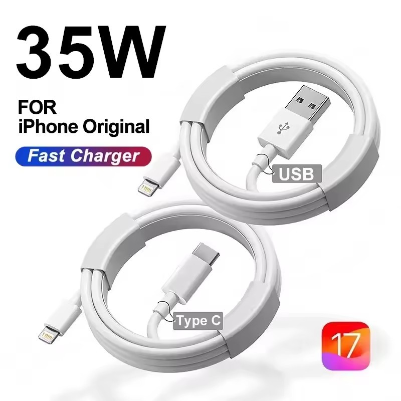  35W PD Original Fast Charging USB Cable for iPhone 14 8 7 Plus 13 12 11 Pro XS Max XR X USB C Rapid Charger Cable 1m 1.5m 2m 3m 